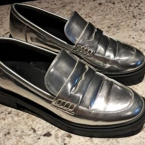 Women's Silver Loafers Size 6